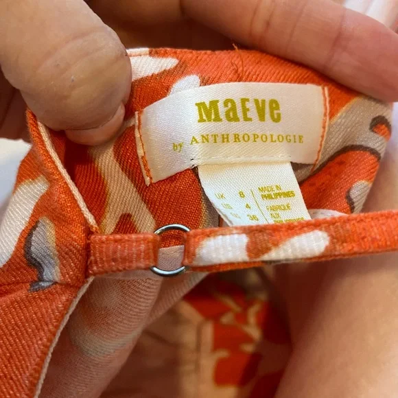 Maeve Riviera Orange and White Linen Jumpsuit Size 4 - Picture 6 of 8